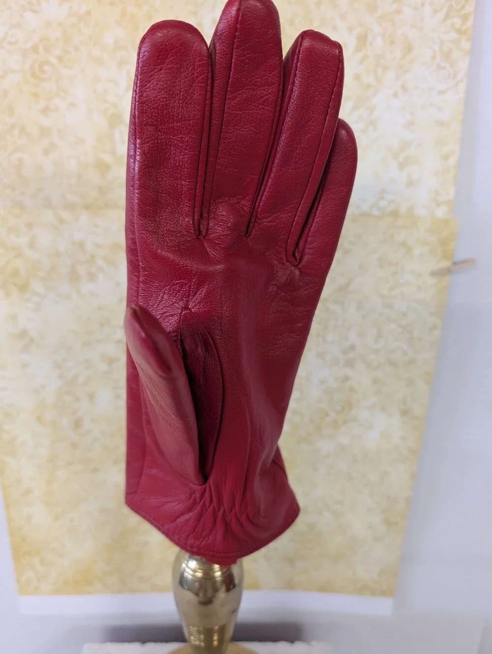 Gloves Red Leather Women's Gloves Classic Style Sz S/M